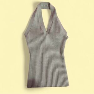 LOFT Matcha Green Ribbed Halter Tank Top